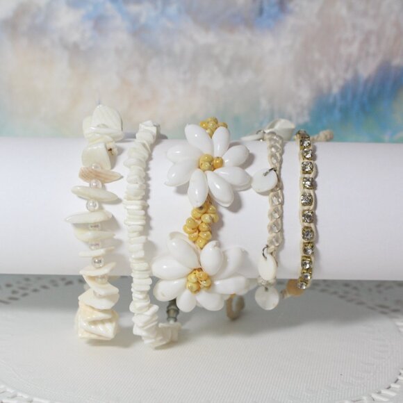 🌊Natural Surfer Woven Beachy Vibes Granola Cowrie Puka Shell Bracelet Bundle🌊 - Picture 2 of 5